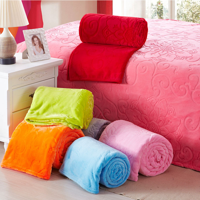 King Size 200x230cm 8 Solid Floral EmBossed Jacquard Blanket Thick Warm