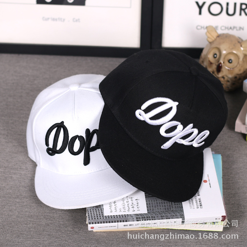 潮夏季嘻哈帽字母刺绣DOPE棒球帽印刷平沿帽子男女帽子批发
