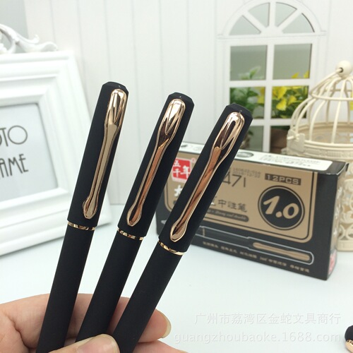 Five Thousand Years W471 Rose Gold Clip Gel Pen Black Frosted Stick Signature Pen 1.0 Water Pen Printable LOGO