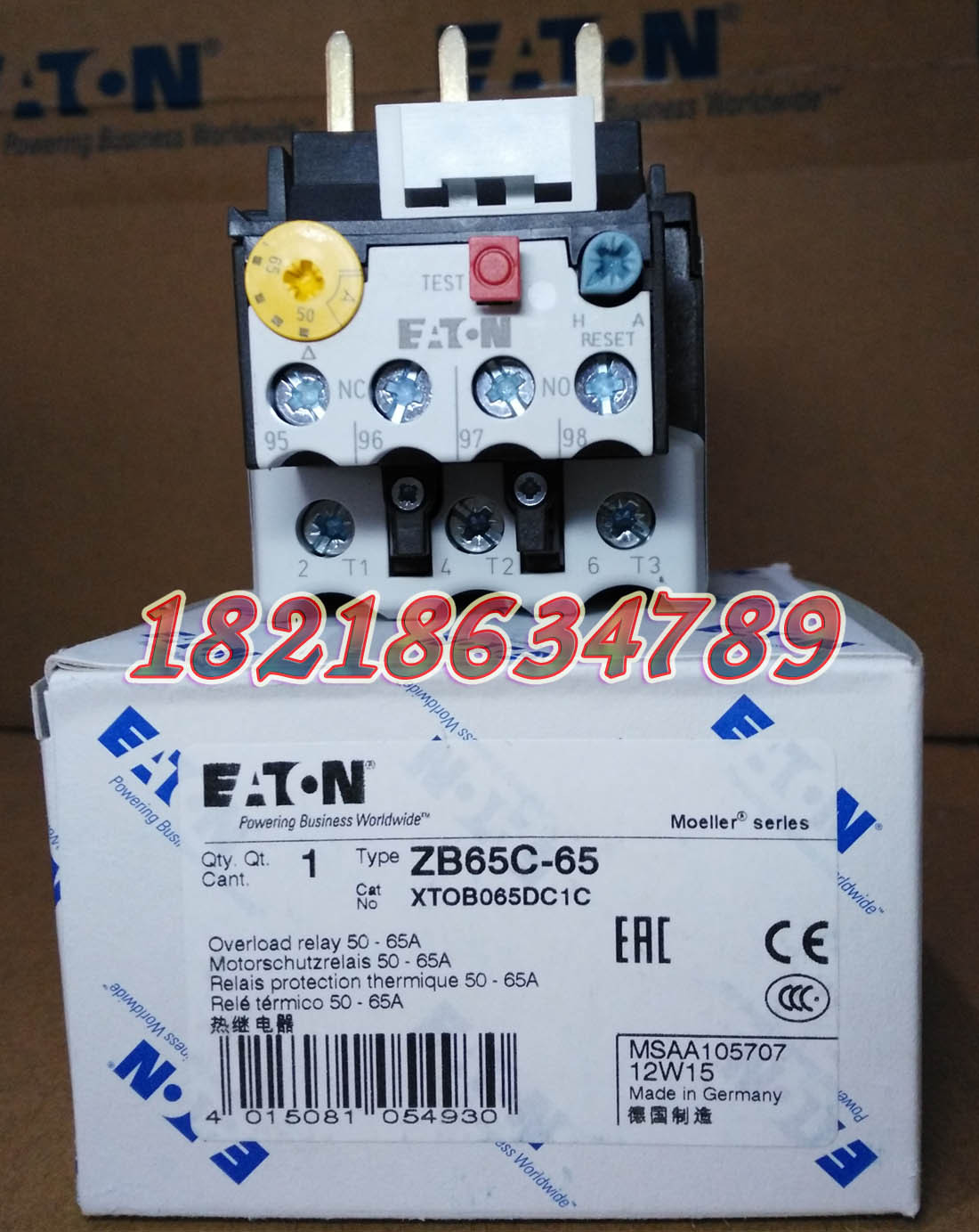 EATON热过载继电器ZB65C-65正品现货
