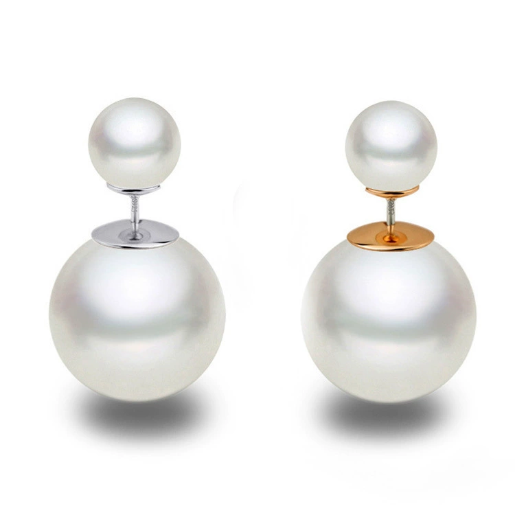 Double-sided fashionable earrings from pearl, Korean style, direct factory sales
