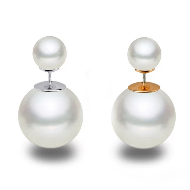 Double-sided fashionable earrings from pearl, Korean style, direct factory sales