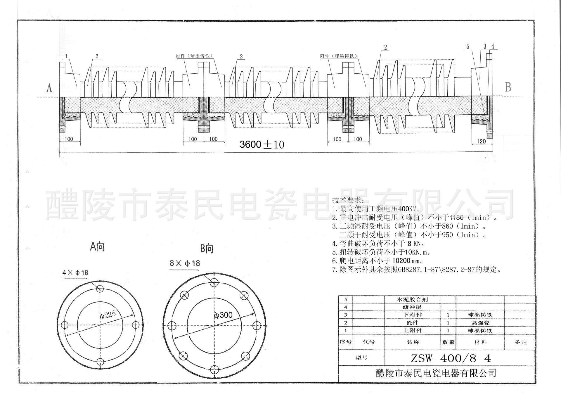 泰民电瓷电器 高压棒型支柱绝缘子 ZSW-550/8-3   -4  系列