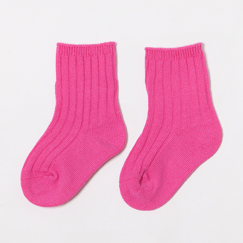 Calcetines para niños primavera y otoño aguja doble color sólido algodón peinado boca suelta calcetines para bebés niños y niñas calcetines de media pantorrilla calcetines para bebés