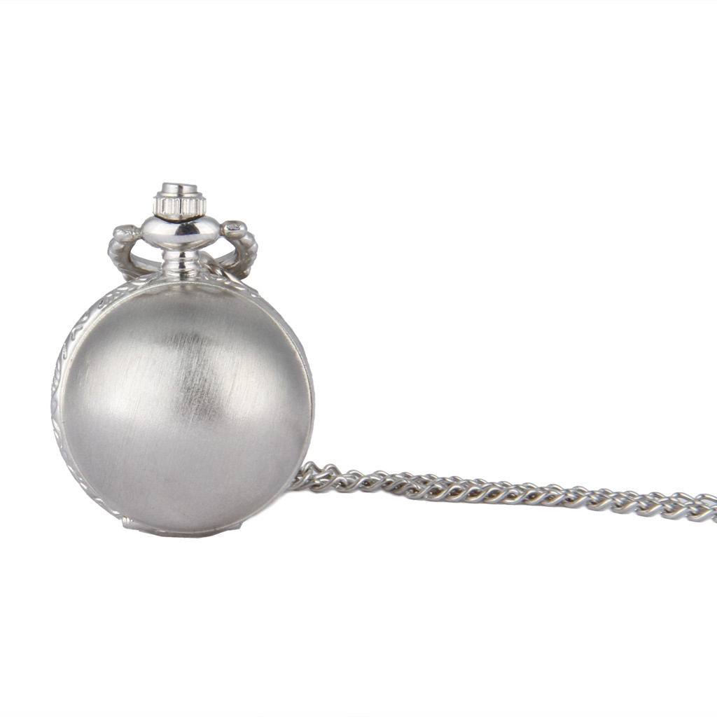 Korean version of small pocket watch silver flip necklace brushed spherical pocket watch manufacturers wholesale 6091