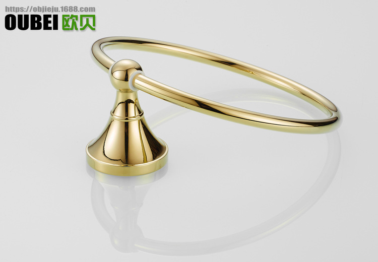 G6811 电镀锆金色卫生间全铜毛巾环挂毛巾挂环圆