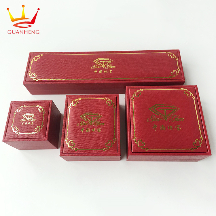 大红色正方形首饰套装盒高端充皮纸珠宝盒项链饰品包装盒送礼纸盒