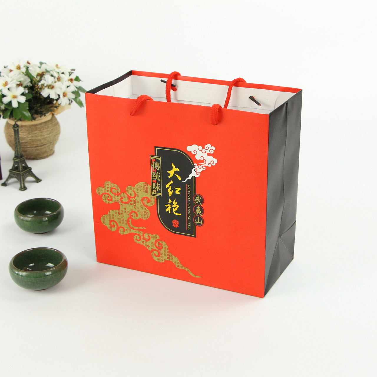 厂家纸袋定做 大红袍茶叶纸袋 礼品广告购物手提纸袋定制