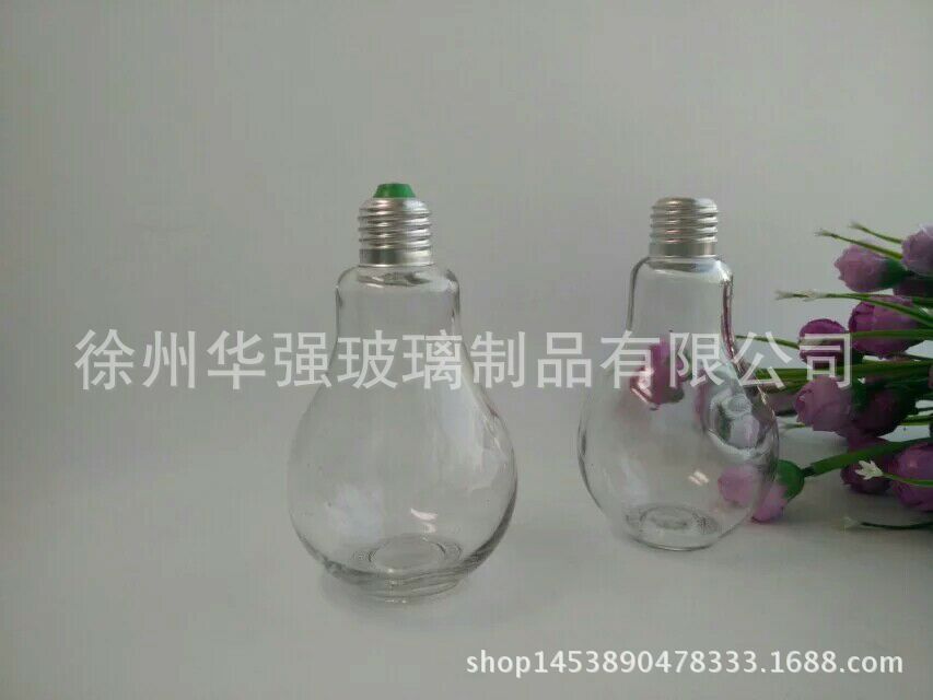 新款 发光400ml 玻璃瓶 灯泡玻璃瓶饮料瓶 创意许愿星漂流瓶