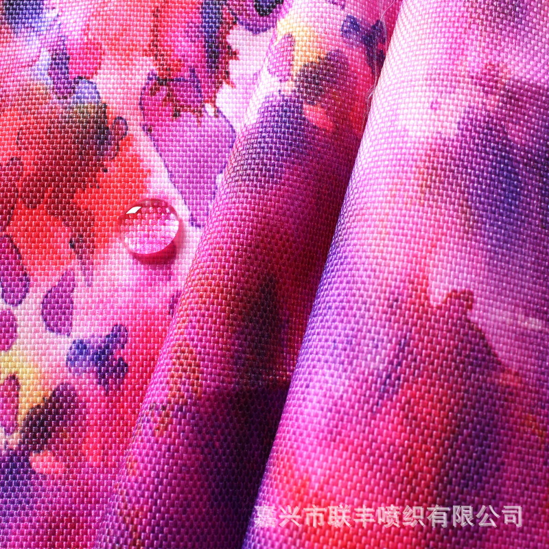 900D低弹牛津布彩色渲染印花+皮膜涂层 防水覆膜面料高档箱包手袋