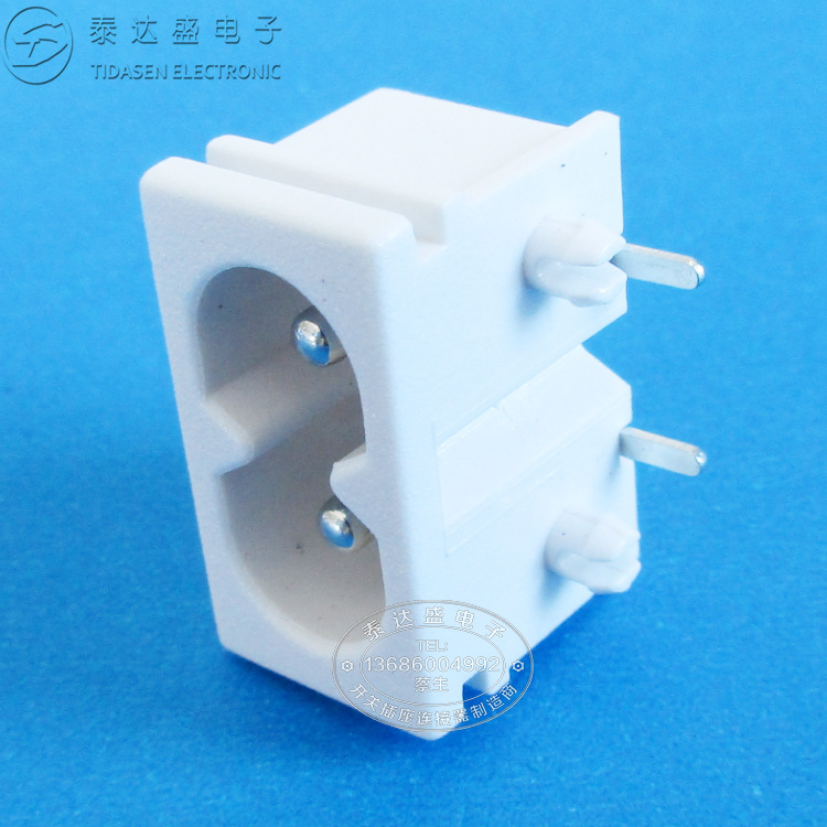 实心铜芯安规认证白色小8字插座 22*12耐温料八字尾电源插座DB-8