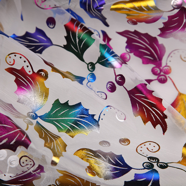 全涤平纹30D幅宽1.5米烫金玻璃纱 圣诞装饰布 工厂长期供应