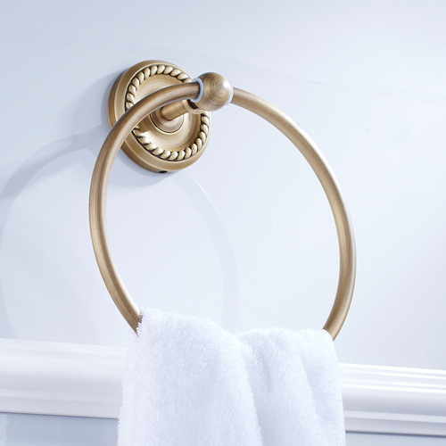 Bathroom manufacturer wholesale price bathroom bathroom pendant European hardware brass antique towel ring hanging ring pure copper