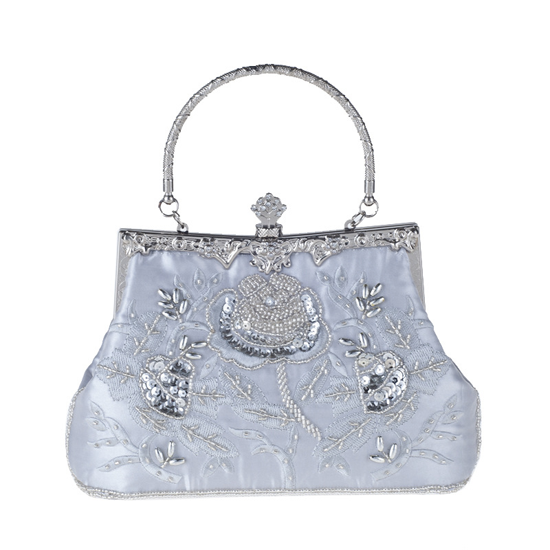 Vintage silk embroidered evening bag NHYG154192
