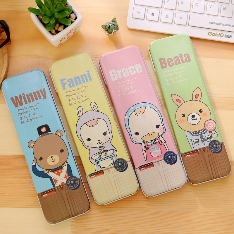 A50 Stationery student Pencil box Orange Iron box originality Pencil case wholesale monolayer Iron Horse wholesale