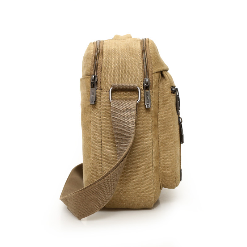 Cross border special for 2021 new foreign trade men's Bag Canvas Single Shoulder Messenger Bag Large function solid color men's travel bag