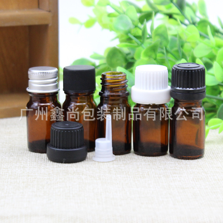 茶色光面玻璃精油瓶避光棕色调配瓶5ml内塞分装稀释空瓶现货批发