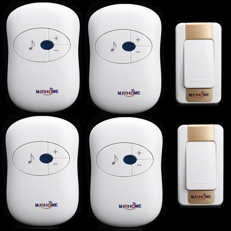 玛嘉乐二拖四交流远距离遥控电子门铃 无线 家用门铃不用电线金色