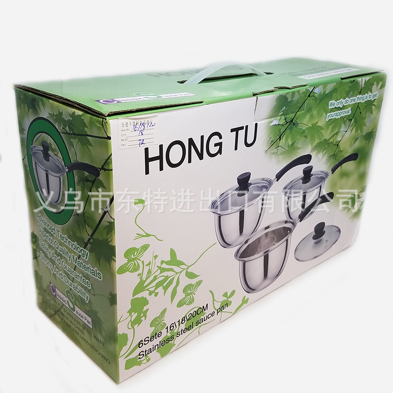Factory direct sales of stainless steel milk pot three-piece set, Korean-style glass lid gift pot, single-handle multi-functional milk pot detail image 4