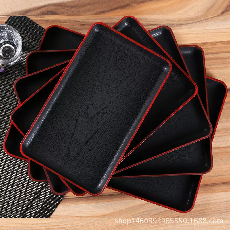 厂家直销 塑料长方形欧式托盘 餐盘茶盘水果盘 仿木纹防滑客房盘