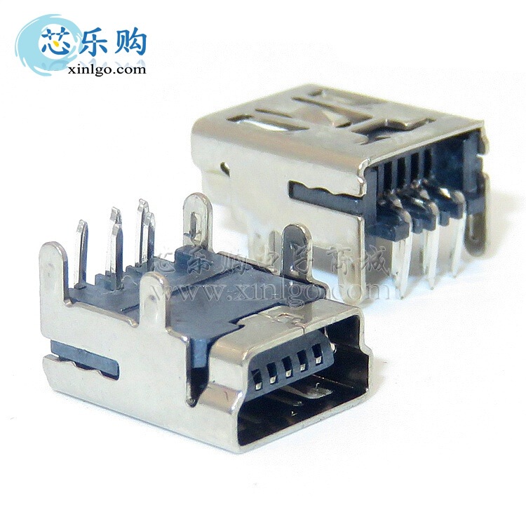 USB MINI base 5PIN Board 90 degree copper pin MINI USB socket USB connector [new]