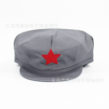 红军帽灰色八角帽复古五角星帽 八路军军帽新四军帽演出表演帽子