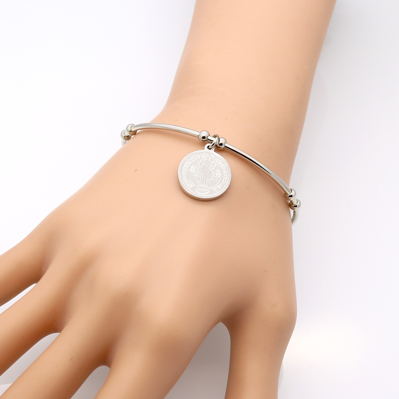 18K Gold Plated Plating Material Bangle Classification Fashion Round 304 Stainless Steel Titanium Steel 18K Gold Plated Bangle In Bulk