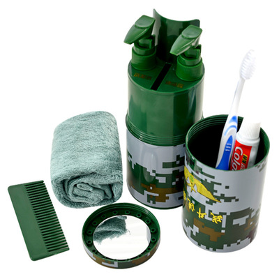 战斗洗漱杯套装塑料洗漱筒集训旅行洗漱迷彩野营用品漱口杯