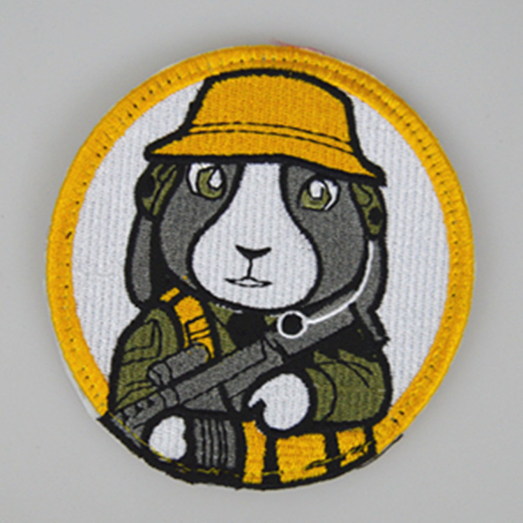 胸章徽章刺绣制作 公仔绣花章锁边布贴热熔胶肩章臂章制作