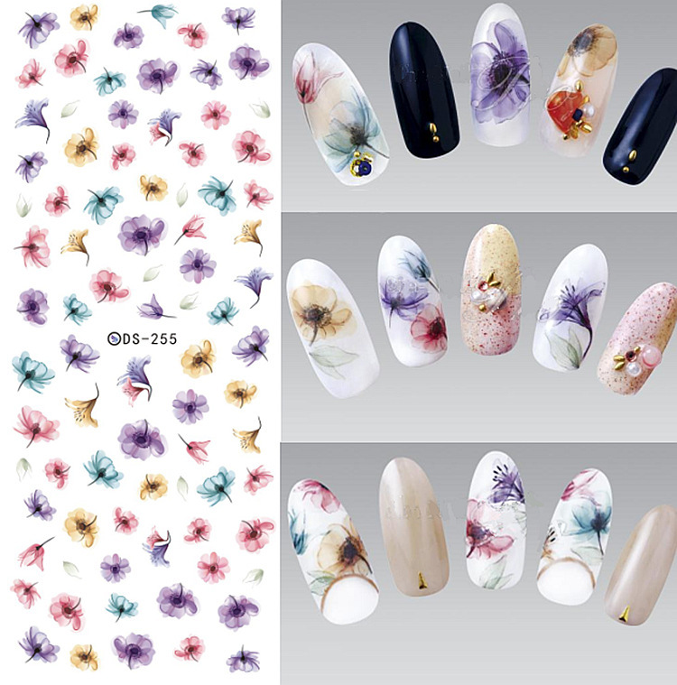 New Nail Art Watermark Sticker Dream Sizzy Ink Flower Ultra-thin Flower Triple Phototherapy Nail Jewelry Large Sheet