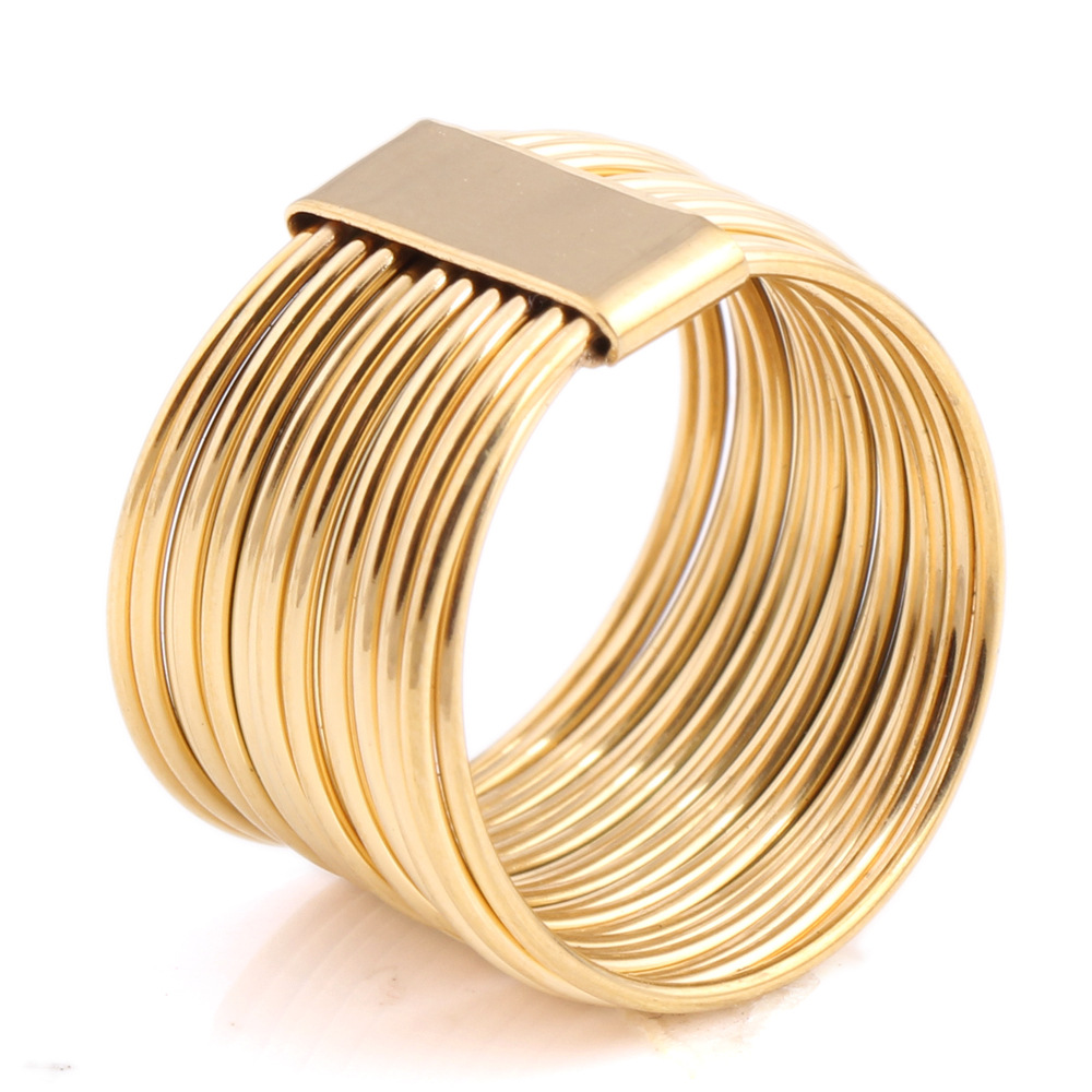 Mode Kreative 18k Gold Überzogene Titan Stahl Draht Ring display picture 2