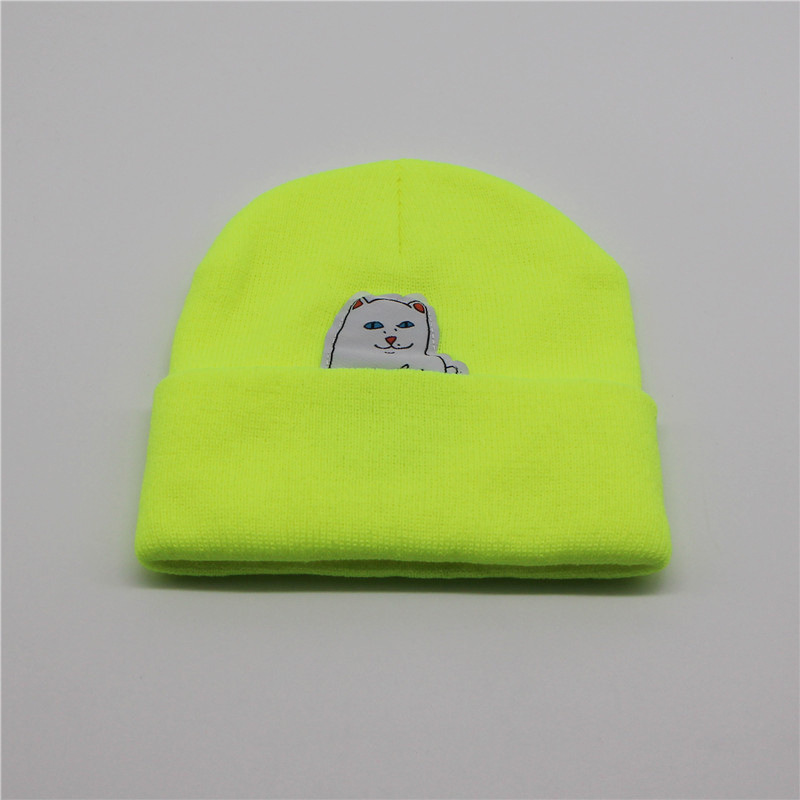 Cat vertical middle finger new autumn street knitted winter woolen hat wholesalepicture13