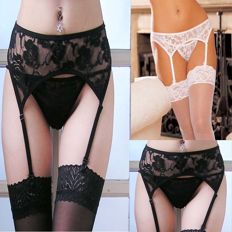 Sexy Garter Belt Sexy Stockings with Women's Garter Belt Buckle Lace Perspective Black Suit Temptation with T-pants 141