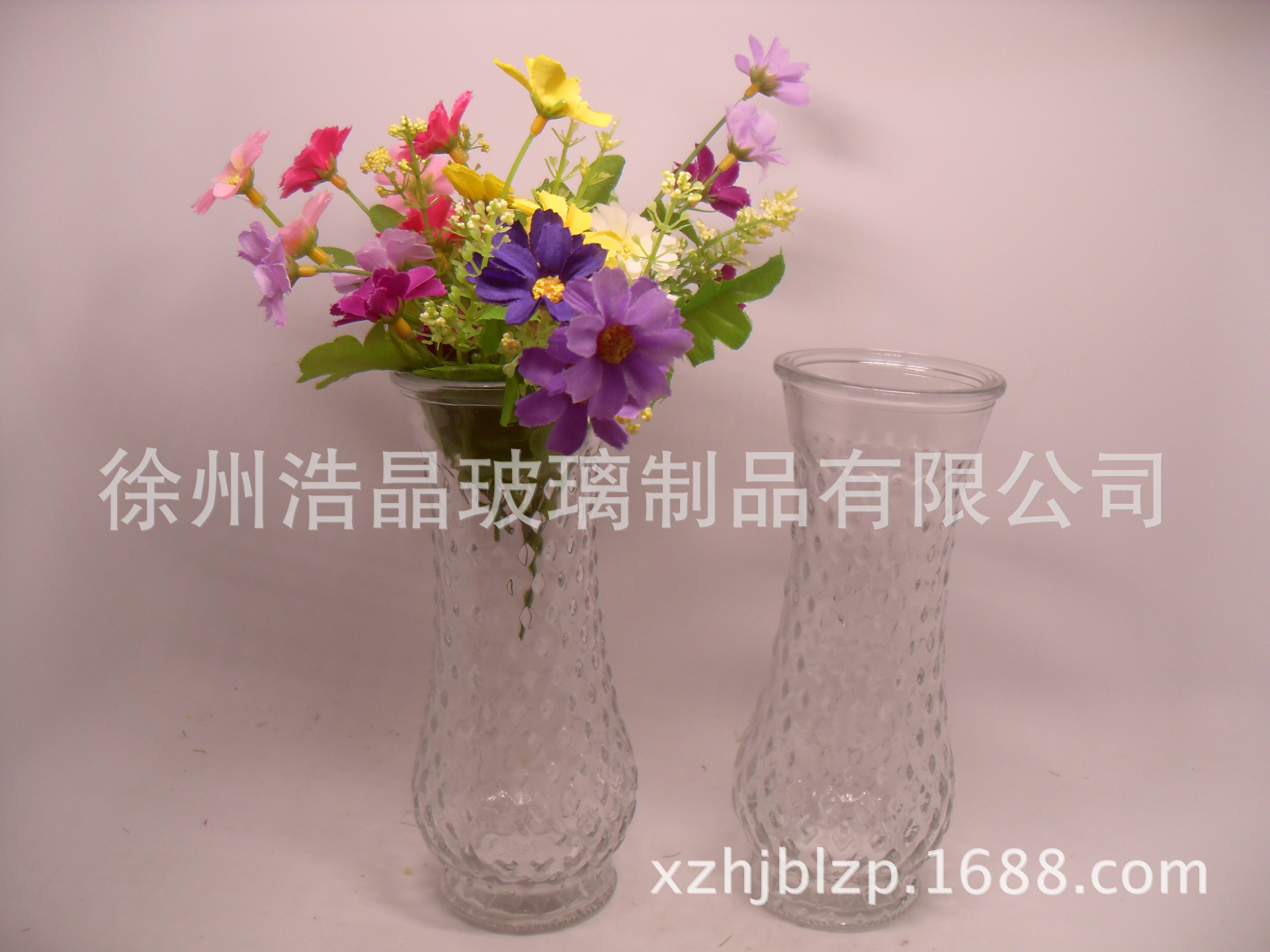 厂家定做玻璃花瓶钻石雨点玻璃花瓶富贵竹玻璃杯台面干花玻璃瓶