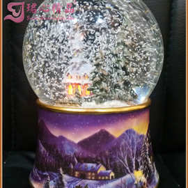 圣诞雪屋彩灯水晶球音乐盒陶瓷工厂批发圣诞礼物八音盒礼品送朋友