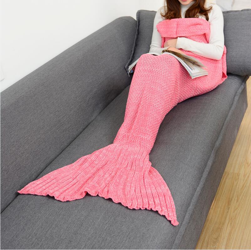 正品美人鱼毛毯毯子毛线针织鱼尾巴毯空调毯生日礼物圣诞礼物M01