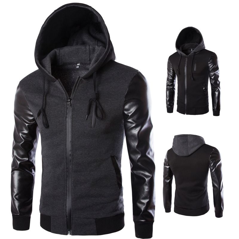 Spring 2016 new men's leather jacket jacket chest zipper design foreign trade large men's coat