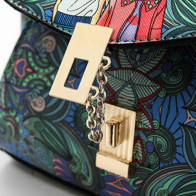 Printed Bag New Lock-button Single Shoulder Bag Spray-painted 