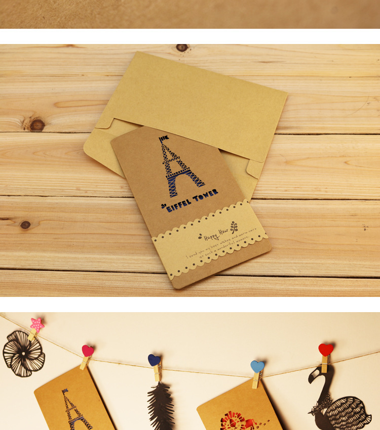 Creative Personalized Hollow Kraft Paper Greeting Card display picture 1