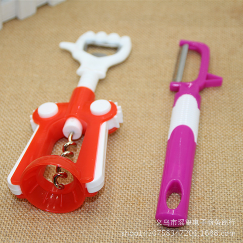 Venta al por mayor de fábrica multiusos abrebotellas pelador combinación traje vino tinto regalo de apertura