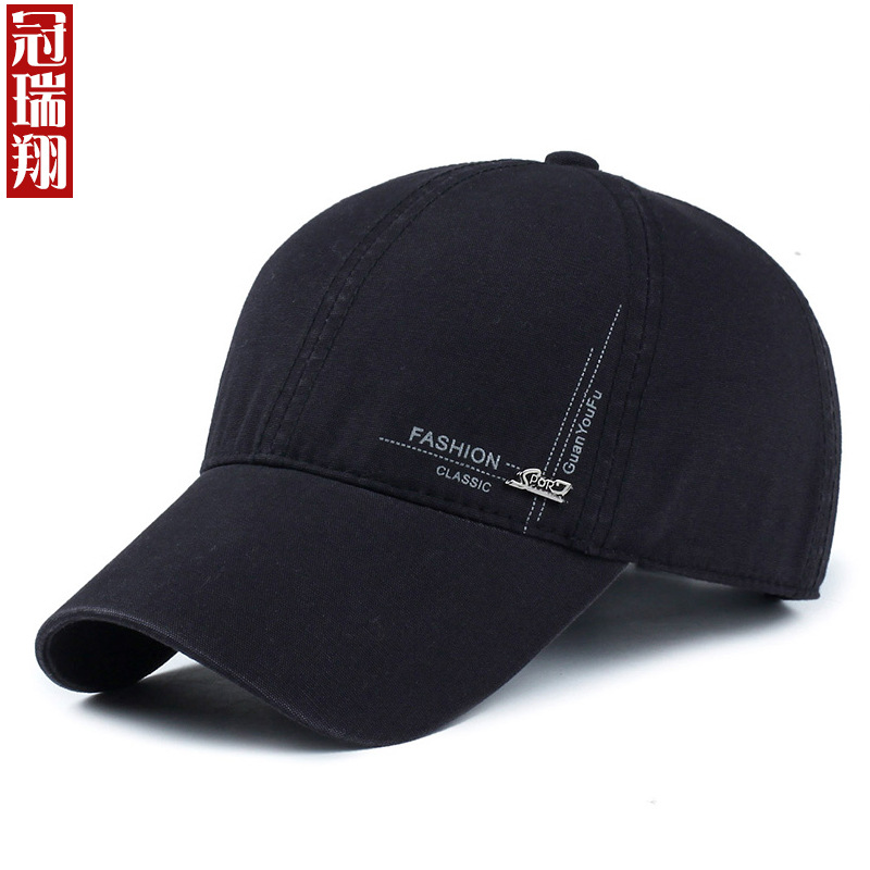 Guan Ruixiang Autumn and Winter Men's and Women's high quality Labeling Solid Color Cotton Baseball Cap Curved Brim Fashion Cap Cap
