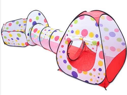 Cowboy Child Tent Set of 3 with Basketball Pool, Crawling Tunnel, Tent House, Playhouse for 3-Year-Old Baby