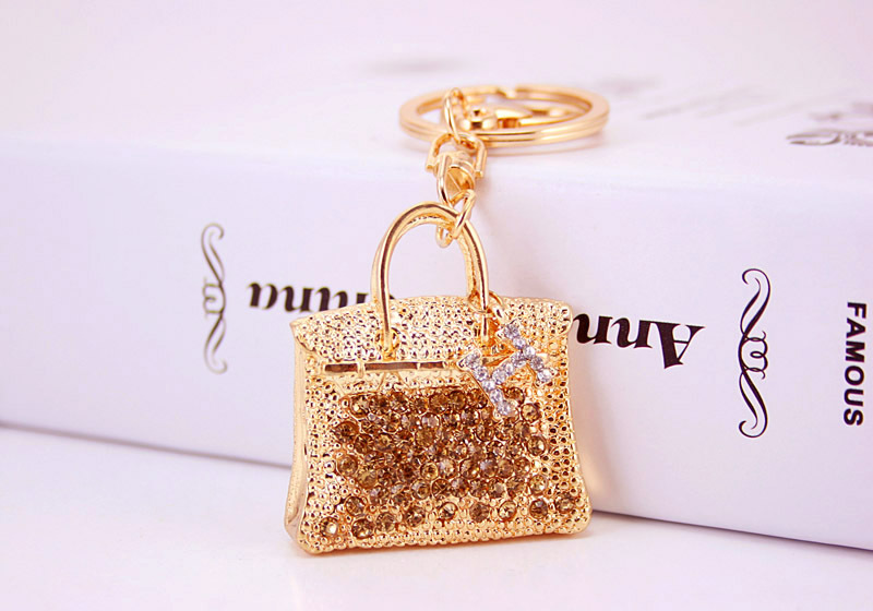 Cute Diamond-studded Portable Bag Car Ladies Metal Pendant Keychain display picture 18