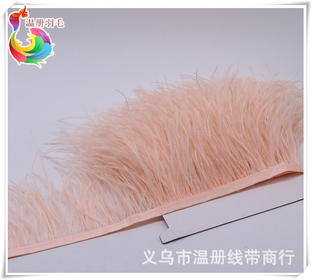 温册羽毛热销12-15cm鸵鸟羽毛布边舞台演出服装饰diy耳环毛毛丝详情图13