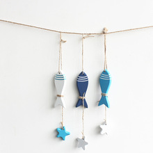 地中海風格創意漁網小魚串掛件牆壁上面裝飾品掛飾海洋風工藝品