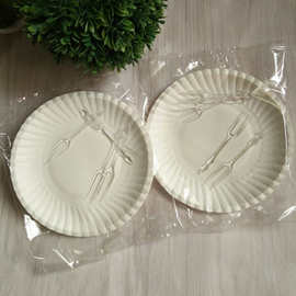 叙璞 一次性生日蛋糕盘叉组  独立包装5盘5叉套装餐具 纸盘