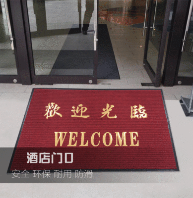 双条纹欢迎光临地毯玄关垫子大门口入户进门地垫门垫蹭泥防滑脚垫|ms