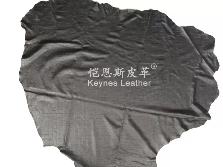 压花黑色绵羊皮 真皮皮革 服装专用 海宁厂家供应