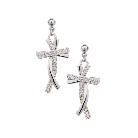 New Delicate Diamond Cross Pendant Earrings Whoelsales Fashion display picture 1