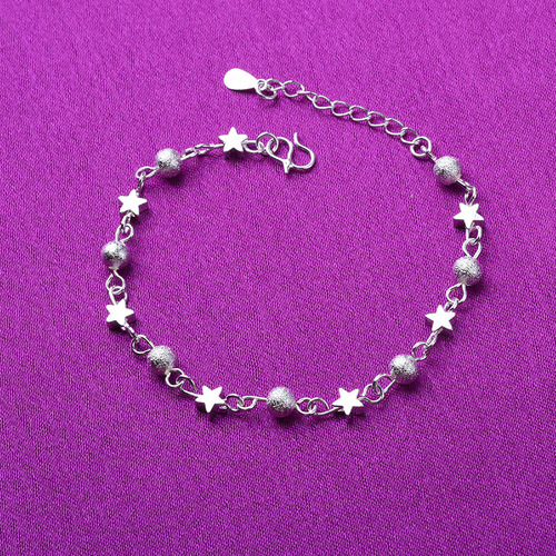 Japanese and Korean-style sand bead small star silver bracelet, fashionable five-pointed star jewelry for girls, WeChat merchant supply wholesale agent